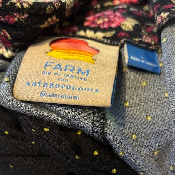 Anthropologie Farm Rio Black and Pink Floral Wide Leg Pants Size L - Picture 4 of 5